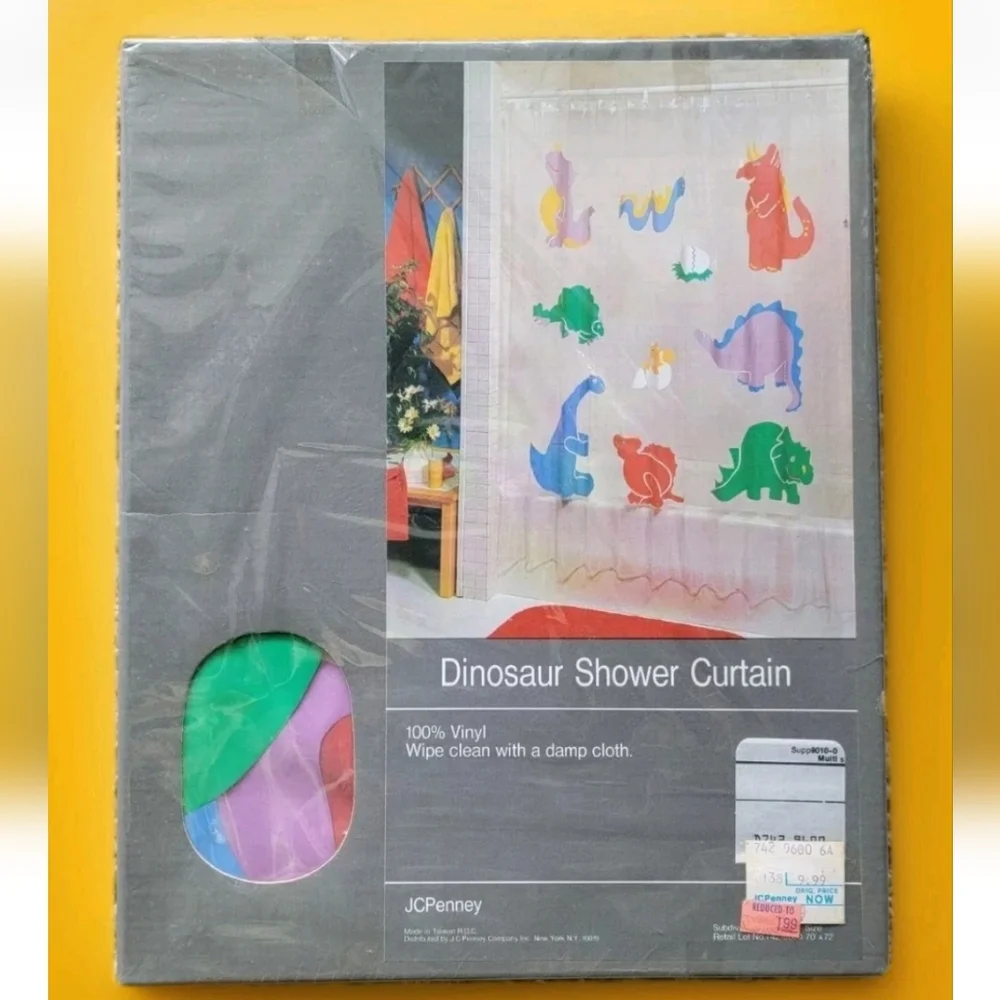Jc Penney Kids Dinosaur Bathroom Shower Vinyl Curtain Multicolor 70×72 Vintage